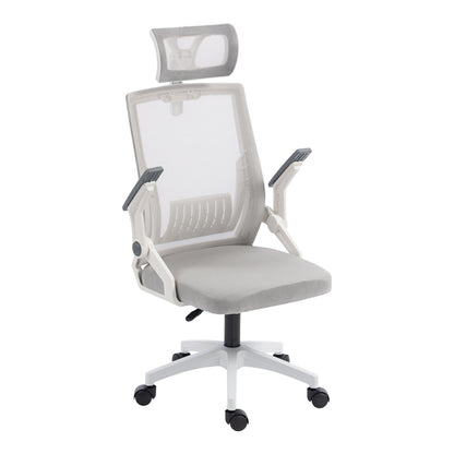 Καρέκλα γραφείου Plymot pakoworld λευκή - mesh γκρι 48x58x112-122εκ