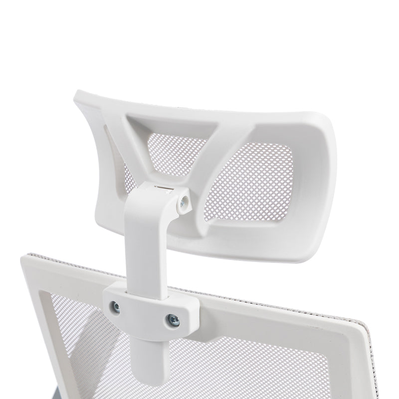 Καρέκλα γραφείου Plymot pakoworld λευκή - mesh γκρι 48x58x112-122εκ