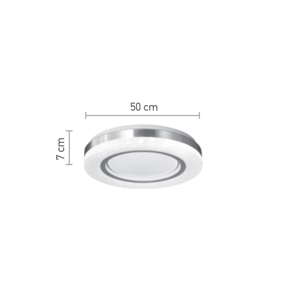 InLight Πλαφονιέρα οροφής LED 72W 3CCT (by tuya) από λευκό και ασημί ακρυλικό D:50cm (42016-Α)