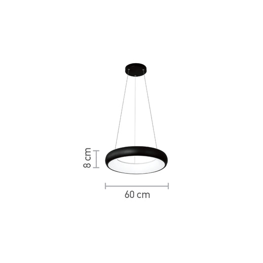 InLight Κρεμαστό φωτιστικό LED 36W 3CCT από μαύρο και λευκό ακρυλικό D:60cm (42023-Α-Black)