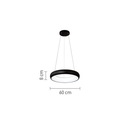 InLight Κρεμαστό φωτιστικό LED 36W 3CCT από μαύρο και λευκό ακρυλικό D:60cm (42023-Α-Black)