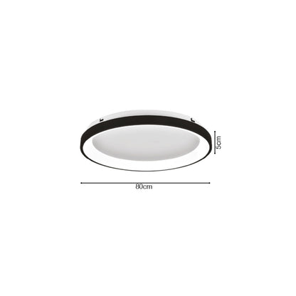 Inlight Πλαφονιέρα οροφής LED 38W 3CCT από μαύρο μέταλλο και ακρυλικό D:80x5cm (42044-A-Black)