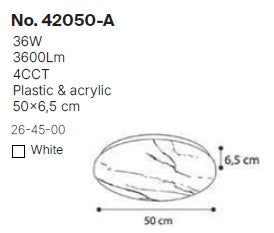 InLight Πλαφονιέρα οροφής LED 36W 4cct από λευκό ακρυλικό D:50cm (42050-Α-Λευκό)