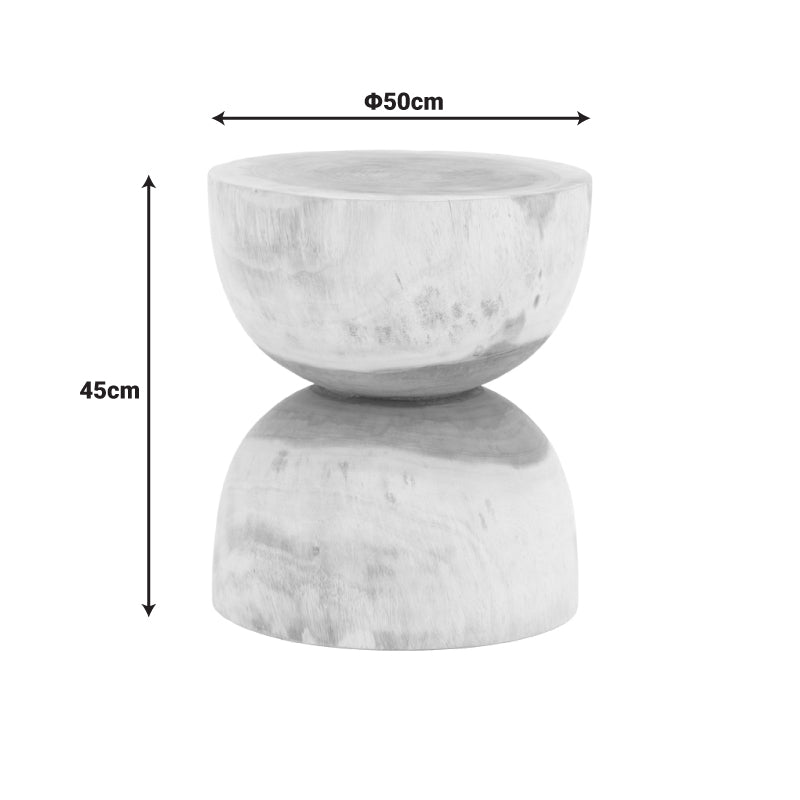 Σκαμπό Τραπεζάκι Hourglass pakoworld suar ξύλο καρυδί Φ40x45εκ