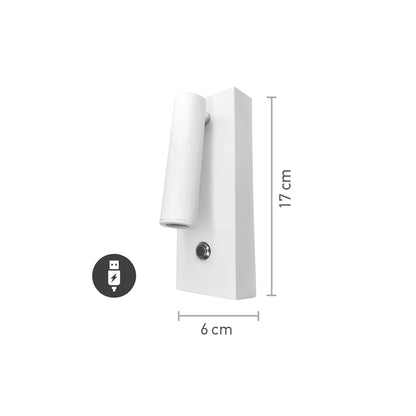 InLight Επιτοίχιο Φωτιστικό LED Μαύρο 3W – Spot με USB & Type-C (43037-BL)