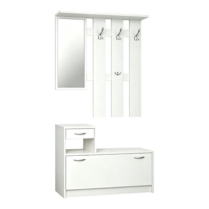 Έπιπλο εισόδου Jentia pakoworld με καθρέπτη λευκό MDF 100x24x186εκ