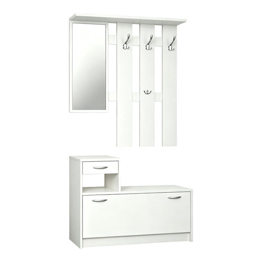 Έπιπλο εισόδου Jentia pakoworld με καθρέπτη λευκό MDF 100x24x186εκ