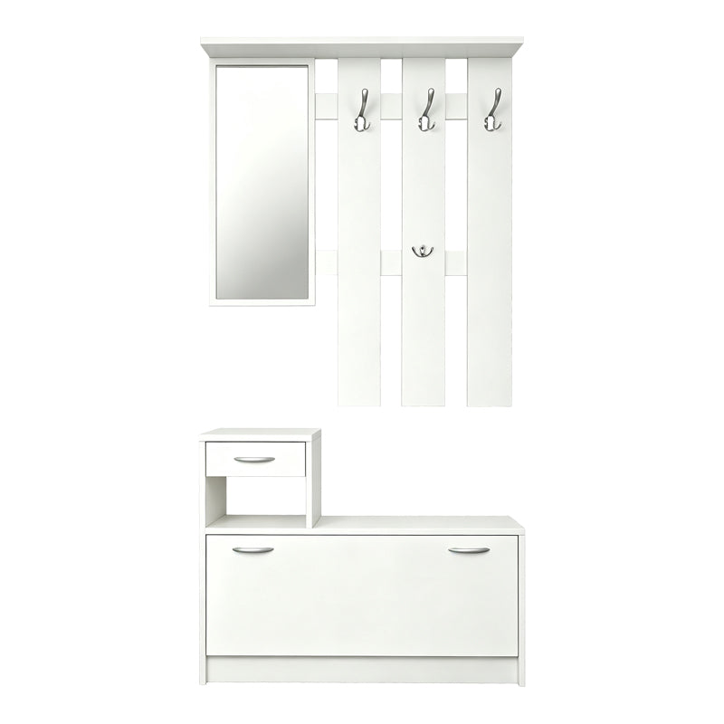 Έπιπλο εισόδου Jentia pakoworld με καθρέπτη λευκό MDF 100x24x186εκ