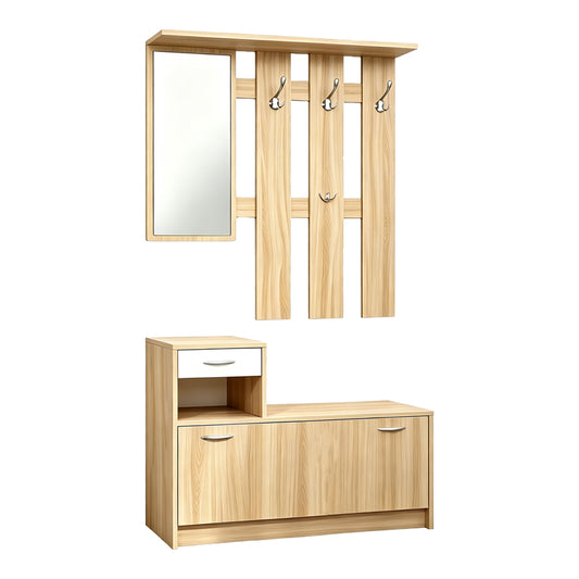 Έπιπλο εισόδου Jentia pakoworld με καθρέπτη sonoma με λευκό MDF 100x24x186εκ