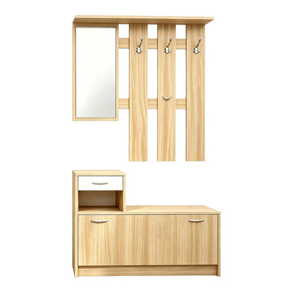 Έπιπλο εισόδου Jentia pakoworld με καθρέπτη sonoma με λευκό MDF 100x24x186εκ