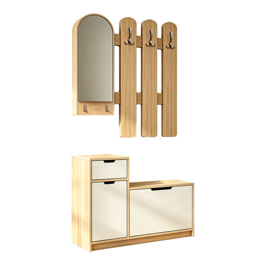 Έπιπλο εισόδου Kenty pakoworld με καθρέπτη sonoma με λευκό MDF 100x28x110εκ