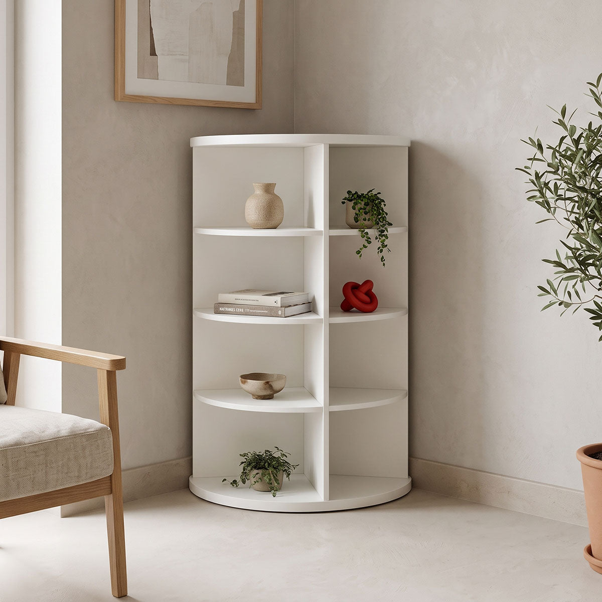 Γωνιακή ραφιέρα Benzal pakoworld λευκό MDF 80x30x120εκ