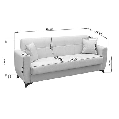Καναπές Κρεβάτι Modesto pakoworld τριθέσιος με αποθηκευτικό χώρο καφέ ύφασμα 215x84x83εκ