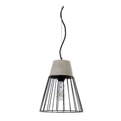 InLight Κρεμαστό φωτιστικό γκρι από τσιμέντο και μαύρο μέταλλο 1XE27 D:25cm (4405)