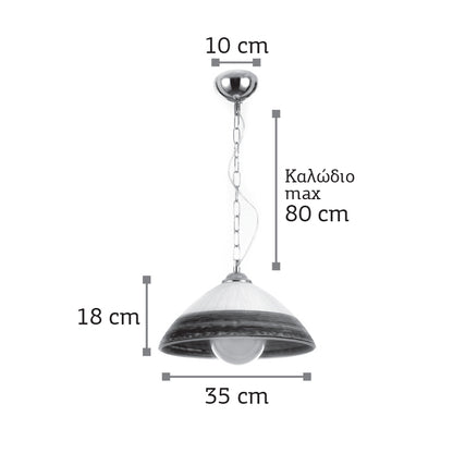InLight Κρεμαστό φωτιστικό από ασημί γυαλί 1XE27 D:35cm (4409-Α-Ασημί)