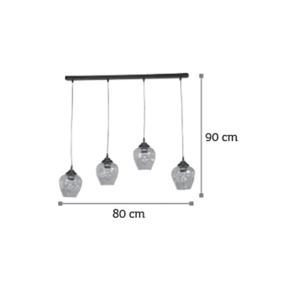 InLight Κρεμαστό φωτιστικό από μαύρο μέταλλο και φιμέ γυαλί 4XE27 D:80cm (4474-4-BL ΡΑΓΑ)