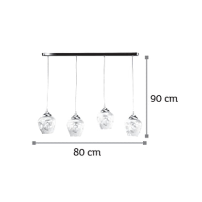 InLight Κρεμαστό φωτιστικό από νίκελ ματ μέταλλο και διάφανο γυαλί 4XE27 D:80cm (4474-4-NM ΡΑΓΑ)