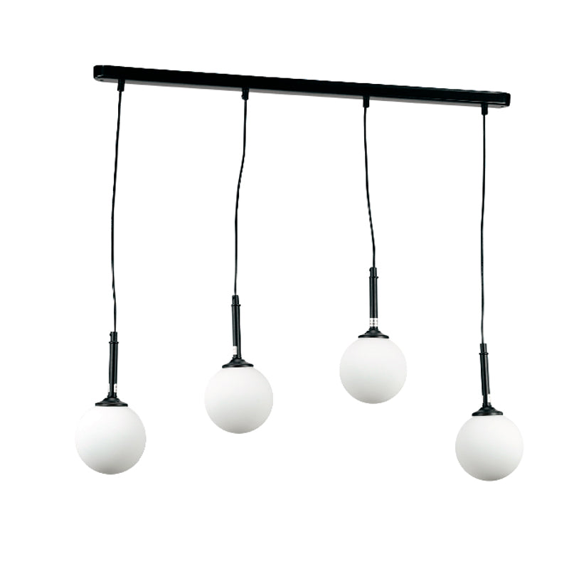 InLight Κρεμαστό φωτιστικό από μαύρο μέταλλο και λευκή οπαλίνα 4XG9 D:80cm (4514-4 ΡΑΓΑ)