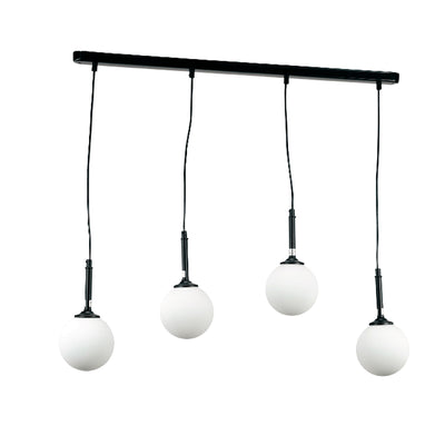 InLight Κρεμαστό φωτιστικό από μαύρο μέταλλο και λευκή οπαλίνα 4XG9 D:80cm (4514-4 ΡΑΓΑ)