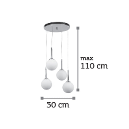 InLight Κρεμαστό φωτιστικό από χρώμιο μέταλλο και λευκή οπαλίνα 4XG9 D:30cm (4515-4 ΡΟΖΕΤΑ)