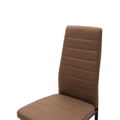 Καρέκλα Parker pakoworld cappuccino PU με μεταλλικό μαύρο πόδι 41x48x96εκ