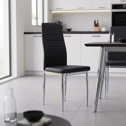 Καρέκλα Parker pakoworld μαύρο PU με πόδι χρωμίου 41x48x96εκ