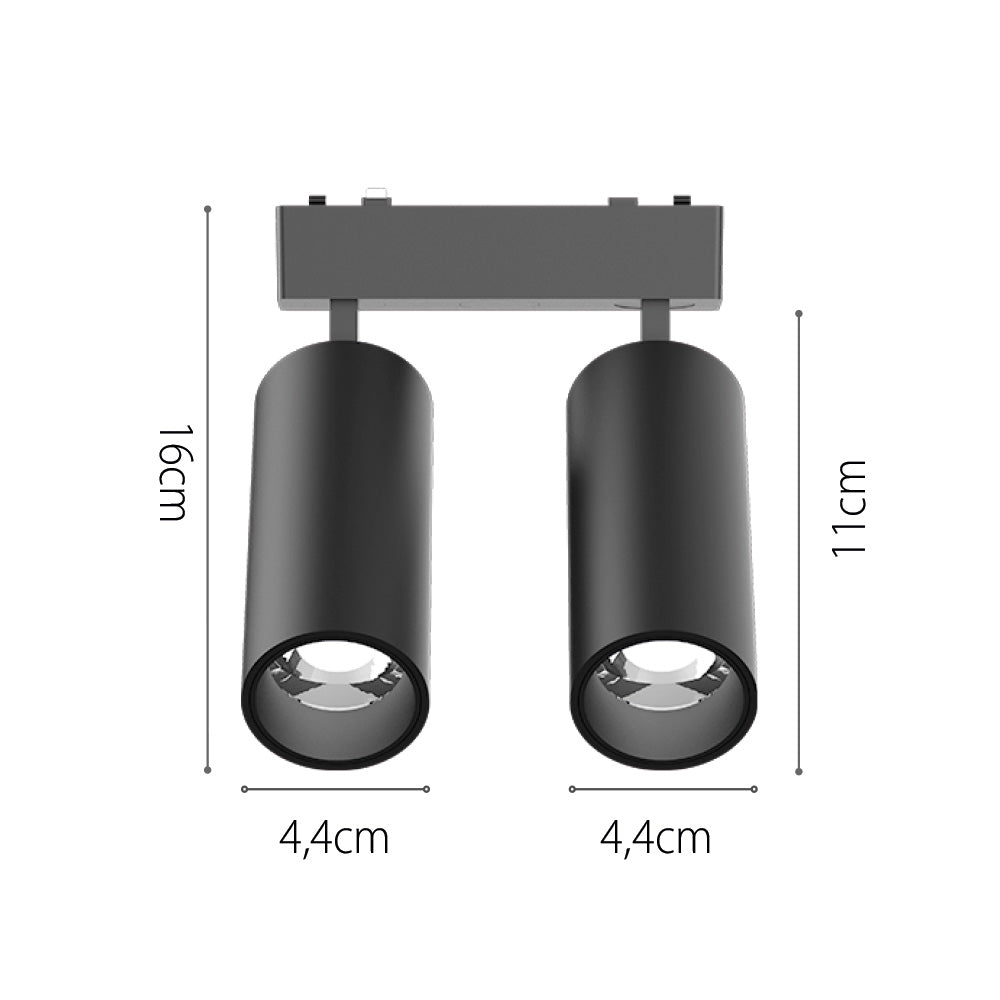 InLight Φωτιστικό LED 2x9W 3CCT για Ultra-Thin μαγνητική ράγα σε μαύρη απόχρωση D:16cmX4,4cm (T05205-BL)