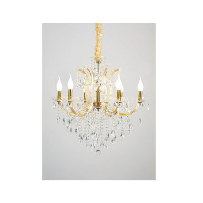 Inlight Κρεμαστό φωτιστικό από χρυσό μέταλλο γυαλί και κρύσταλλα 6XE14 D:70cm (5244-6-Χρυσό)