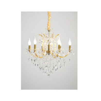 Inlight Κρεμαστό φωτιστικό από χρυσό μέταλλο γυαλί και κρύσταλλα 6XE14 D:70cm (5244-6-Χρυσό)
