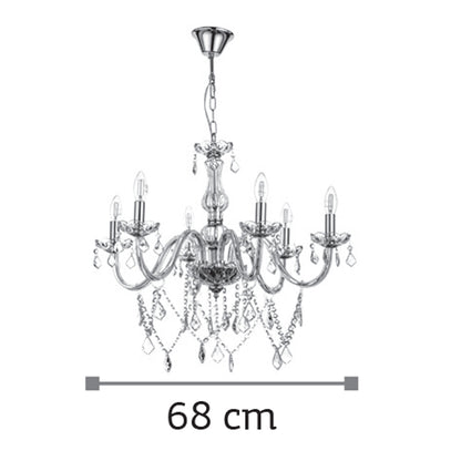 InLight Κρεμαστό φωτιστικό από διάφανο γυαλί και κρύσταλλα 6XE14 D:68cm (5314-6-CLEAR)