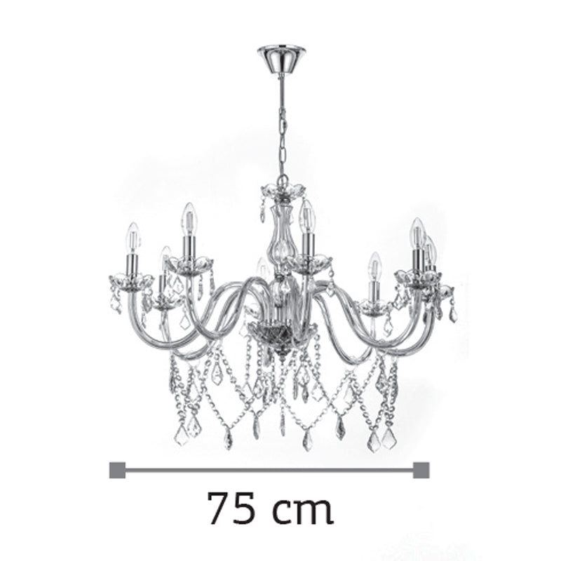 InLight Κρεμαστό φωτιστικό από διάφανο γυαλί και κρύσταλλα 8XE14 D:75cm (5314-8-CLEAR)