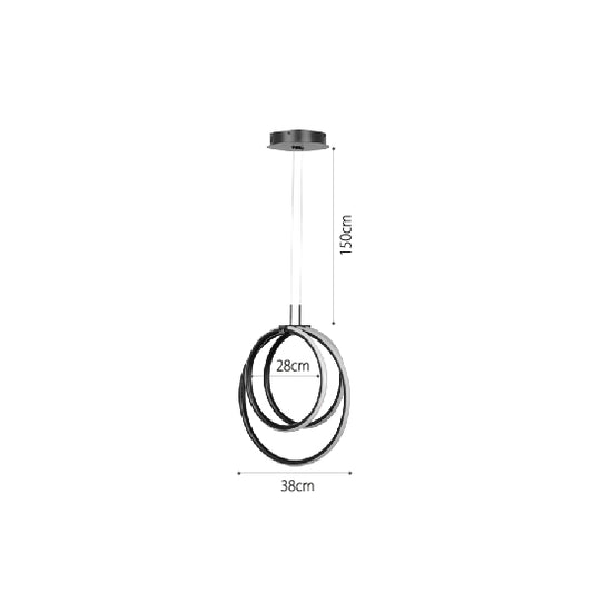 InLight Κρεμαστό φωτιστικό LED 40W 3CCT (by switch on base) σε μαύρο χρώμα D:38cm (6080-BL)