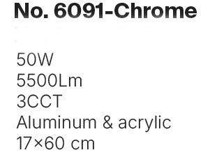 Inlight Πλαφονιέρα οροφής LED 52W 3CCT από χρώμιο αλουμίνιο και ακρυλικό D:60cm (6091-Chrome)