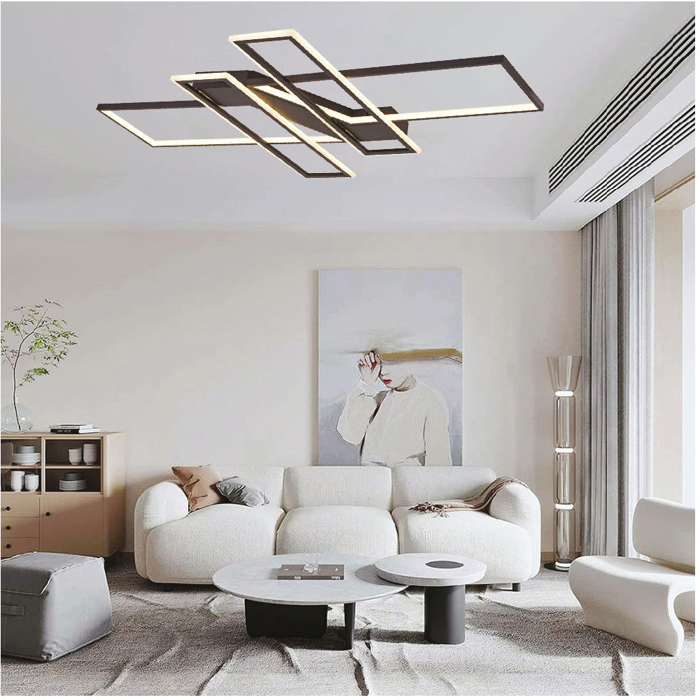 Inlight Πλαφονιέρα οροφής LED 100W 3CCT σε μαύρη απόχρωση D:120x80cm (6108)