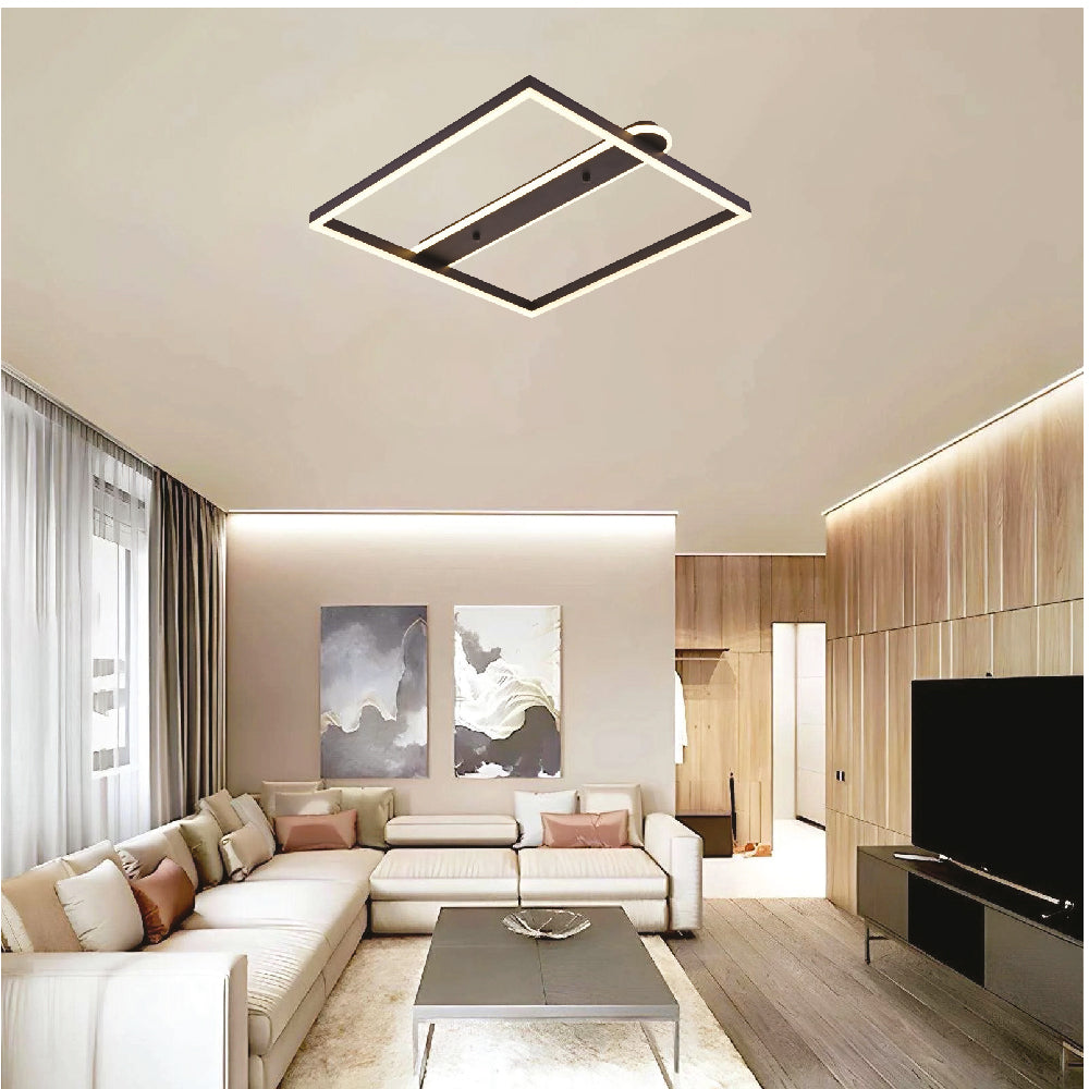 Inlight Πλαφονιέρα οροφής LED 35W 3CCT σε μαύρη απόχρωση D:50x50cm (6110)