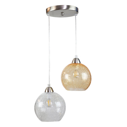 InLight Κρεμαστό φωτιστικό από κρακελέ γυαλί (4289Β-2-Διάφανο-Μελί)