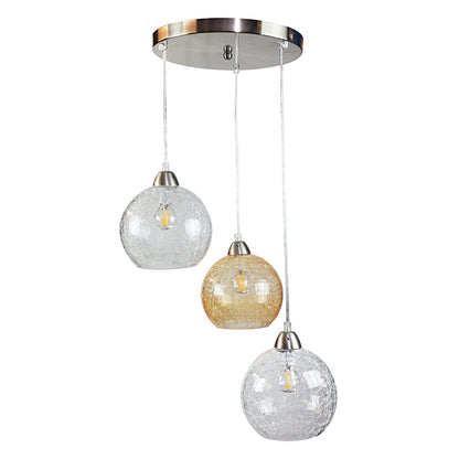 InLight Κρεμαστό φωτιστικό από κρακελέ γυαλί (4289Β-3-Διάφανο-Μελί)