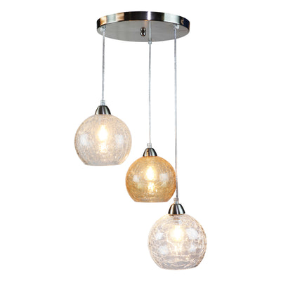 InLight Κρεμαστό φωτιστικό από κρακελέ γυαλί (4289Β-3-Διάφανο-Μελί)