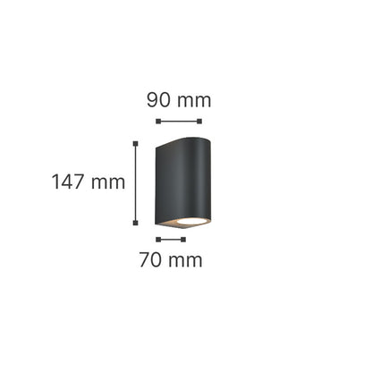 it-Lighting Michigan 2xGU10 Outdoor Up-Down Wall Lamp Grey D14.7cmx9cm (80200134)