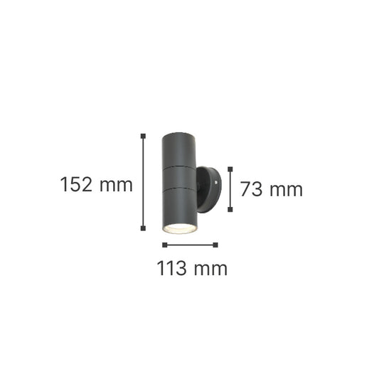 it-Lighting Ouachita 2xGU10 Outdoor Up-Down Wall Lamp Anthracite D15.2cmx11.3cm (80200644)