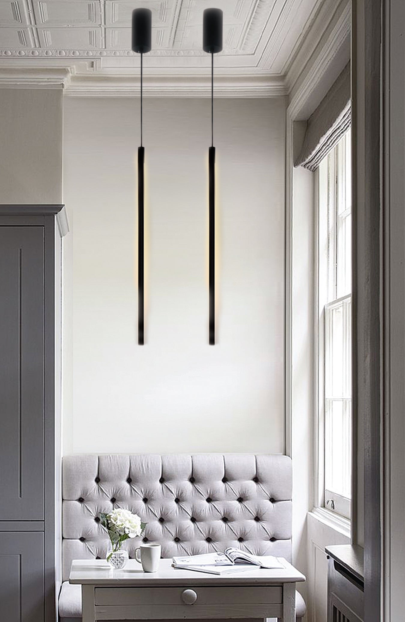 InLight Κρεμαστό φωτιστικό LED 7W 3000K από μαύρο μέταλλο και ακρυλικό D:60cm (6023-Black)