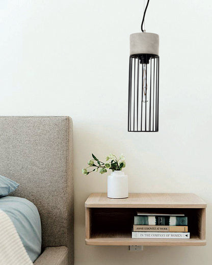 InLight Κρεμαστό φωτιστικό γκρι από τσιμέντο και μαύρο μέταλλο 1XE27 D:12cm (4406)