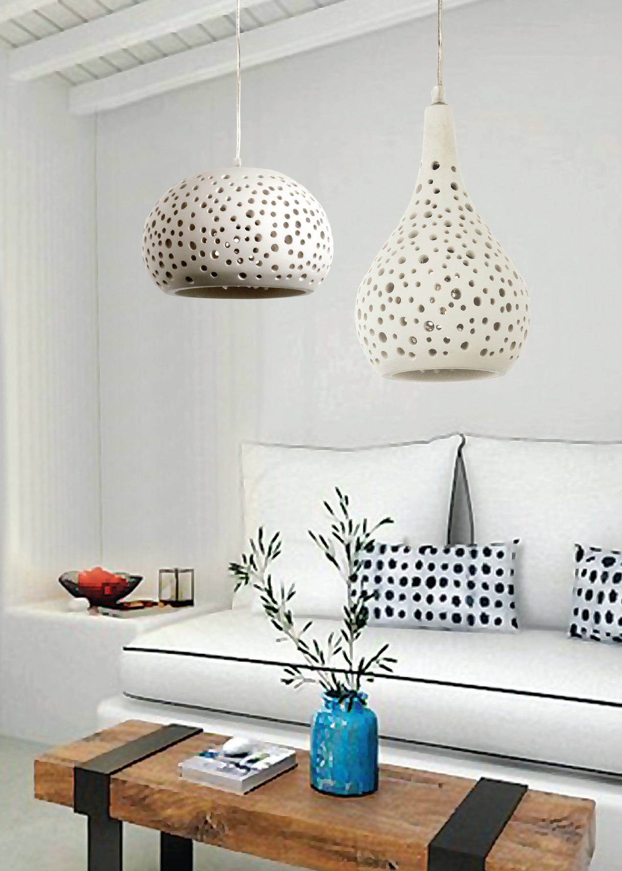 InLight Κρεμαστό φωτιστικό λευκό από γύψο 1XE27 D:28cm (4472)