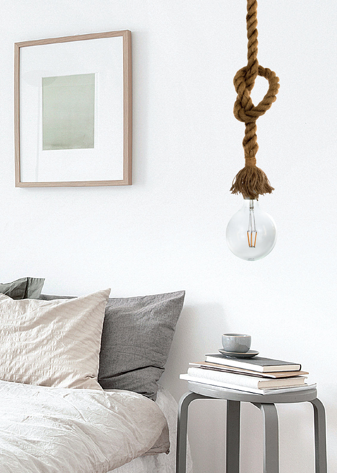 InLight Κρεμαστό φωτιστικό από καφέ σχοινί 1XE27 D:130cm (4381-1-BL)