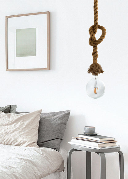 InLight Κρεμαστό φωτιστικό από καφέ σχοινί 1XE27 D:130cm (4381-1-BL)