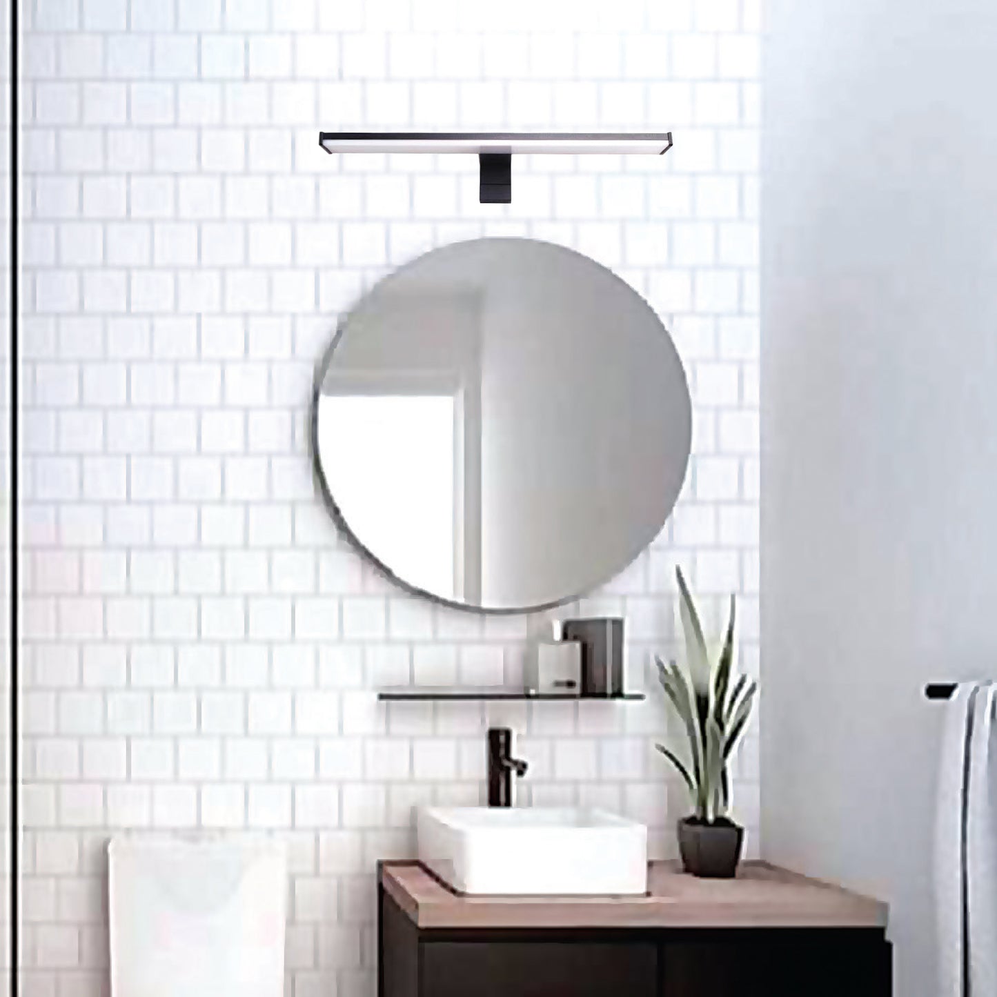 InLight Επιτοίχιο φωτιστικό LED 12W 4000K από πλαστικό σε μαύρη απόχρωση D:60cm (1047-Α)