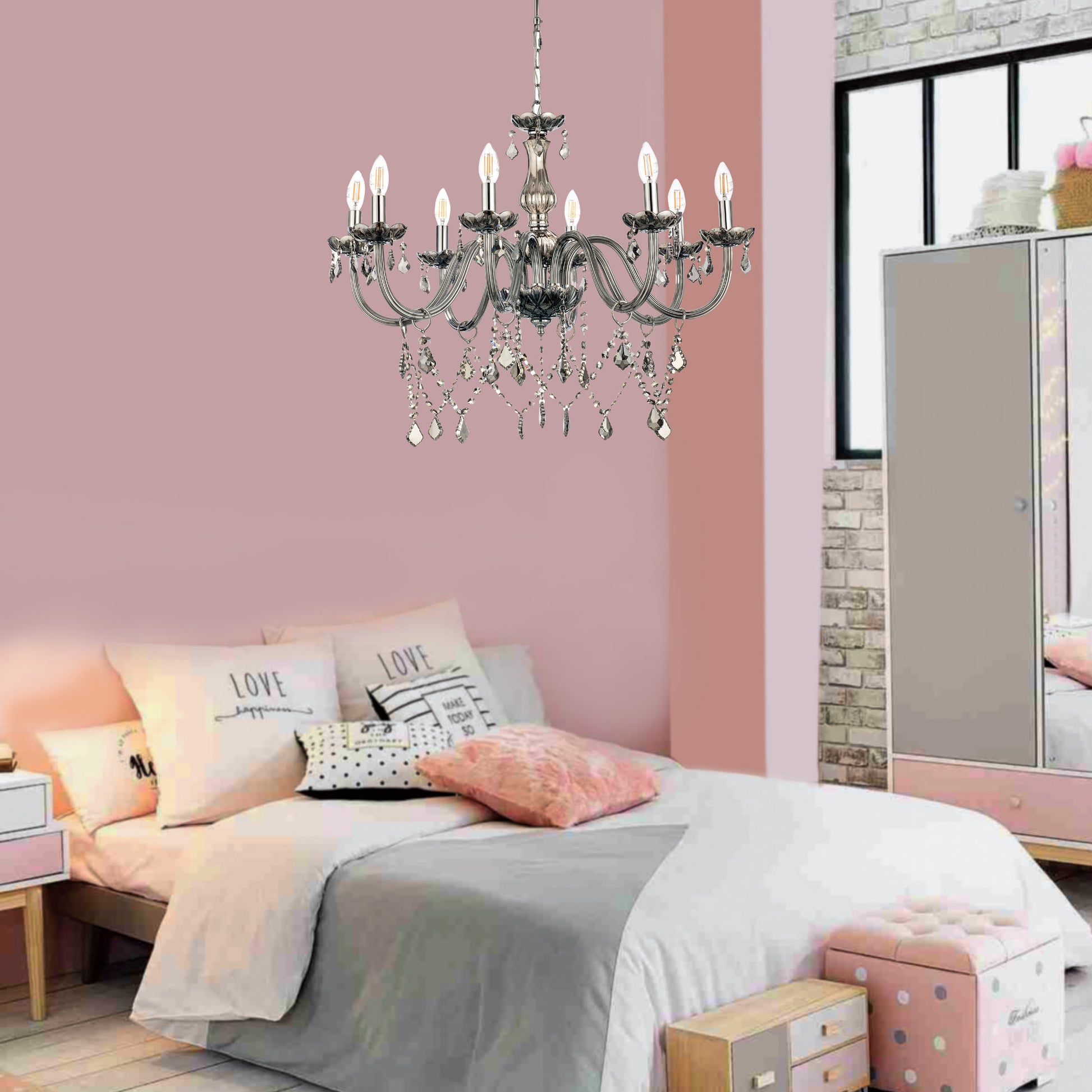 InLight Κρεμαστό φωτιστικό από διάφανο γυαλί και κρύσταλλα 8XE14 D:75cm (5314-8-CLEAR)