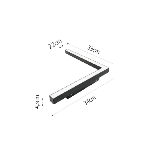 InLight Γραμμικό φωτιστικό γωνία LED 24W 3000K για μαγνητική ράγα σε μαύρη απόχρωση D:30cmX30cm (T05701-BL)