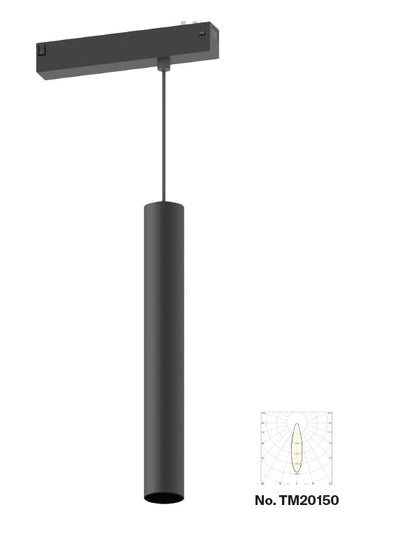 Inlight Κρεμαστό φωτιστικό LED 10W, 3CCT, 24°, για μαγνητική ράγα 220V σε μαύρη απόχρωση D:4x30cm (TM20150)