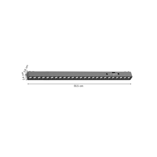 Inlight Φωτιστικό LED 25W 3CCT για Ultra-Thin μαγνητική ράγα σε μαύρη απόχρωση D:55,5X2,6X2,4cm (TMU0030-Black)